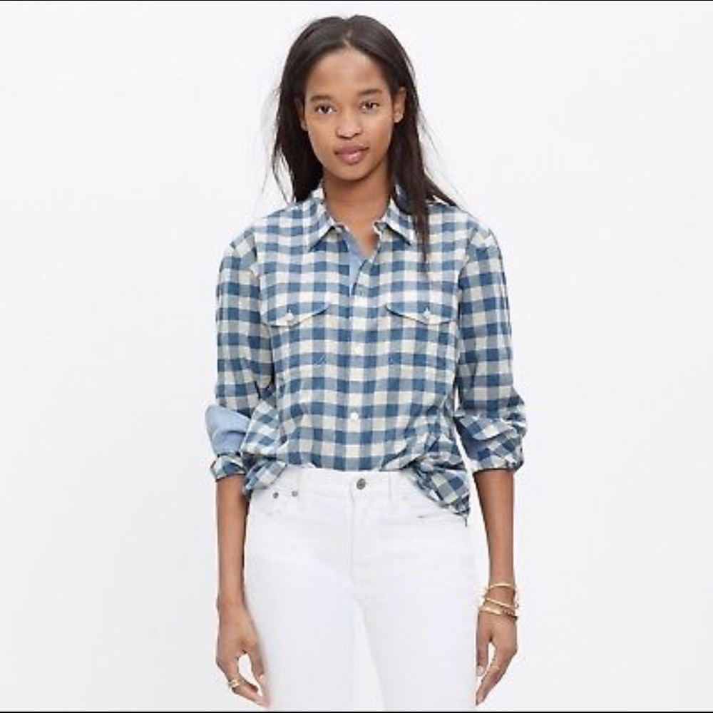Madewell Cargo Workshirt in Blue Gingham Size M